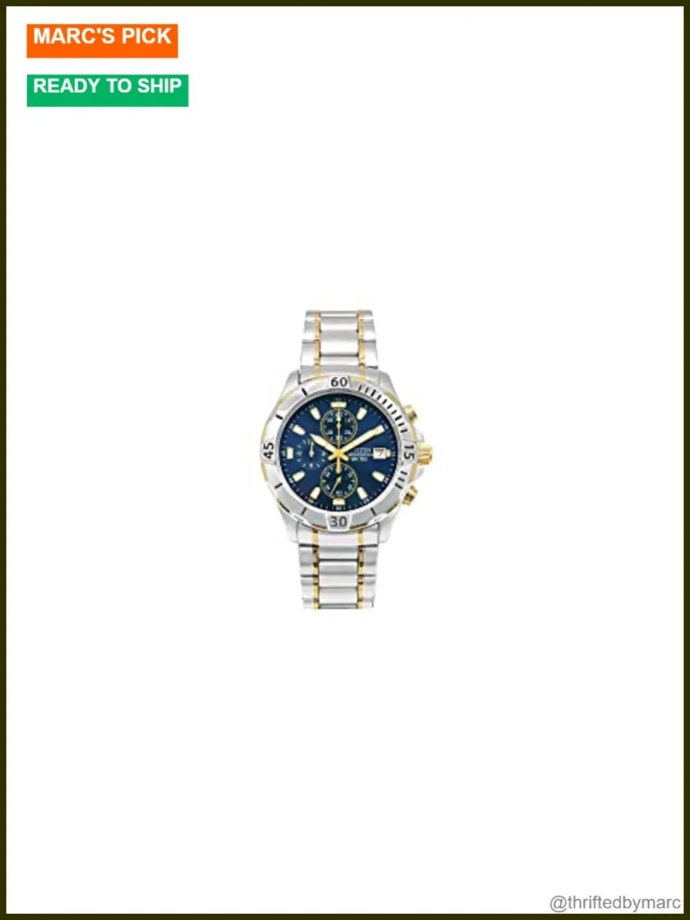 39mm Stainless Steel Mens Watch with Chronograph and Date Window